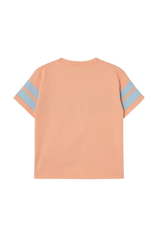 Αγορίστικα Παιδικό βαμβακερό μπλουζάκι Tinycottons STRIPES LOGO TEE SS25.137 πορτοκαλί