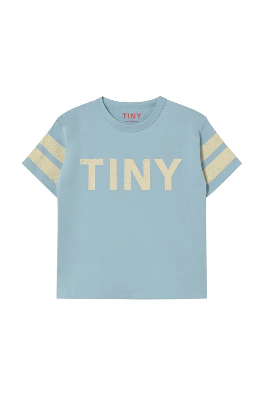 Παιδικό βαμβακερό μπλουζάκι Tinycottons STRIPES LOGO TEE SS25.137 μπλε SS25