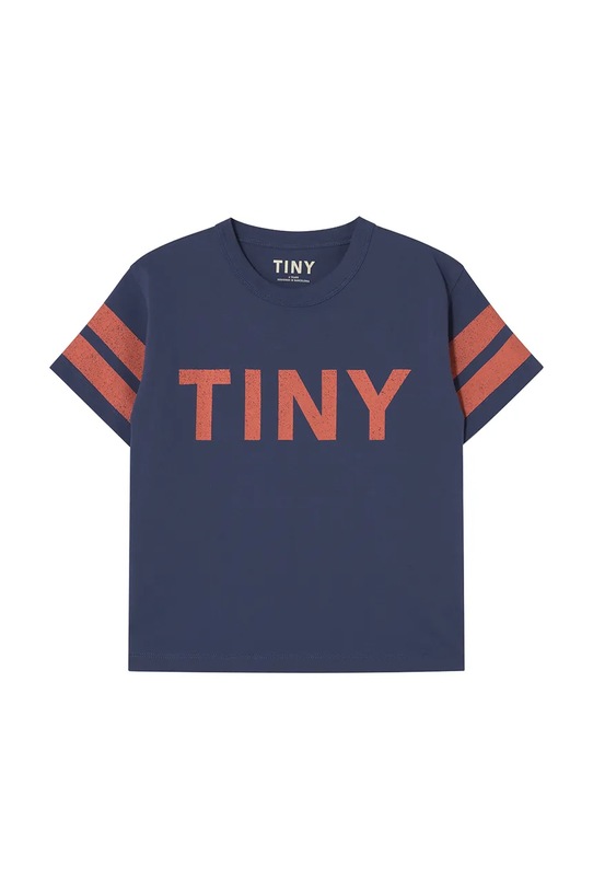 Παιδικό βαμβακερό μπλουζάκι Tinycottons STRIPES LOGO TEE SS25.137 σκούρο μπλε SS25