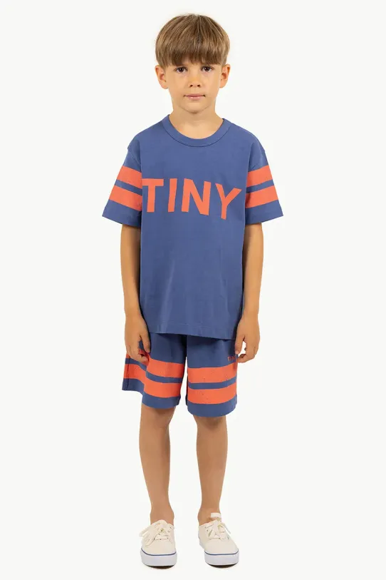 Tinycottons t-shirt bawełniany dziecięcy STRIPES LOGO TEE granatowy SS25.137