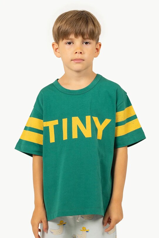 Tinycottons t-shirt bawełniany dziecięcy STRIPES LOGO TEE zielony SS25.137