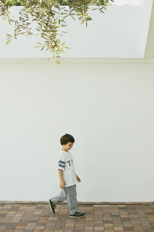 Παιδικό βαμβακερό μπλουζάκι Tinycottons STRIPES TINY TEE SS25.145 μπεζ