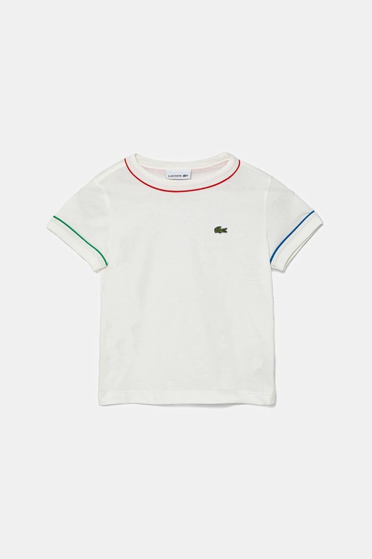 Dječja pamučna majica kratkih rukava Lacoste bez uzorka bijela TJ8431