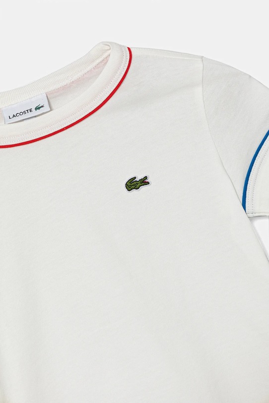 Dječaci Dječja pamučna majica kratkih rukava Lacoste TJ8431 bijela