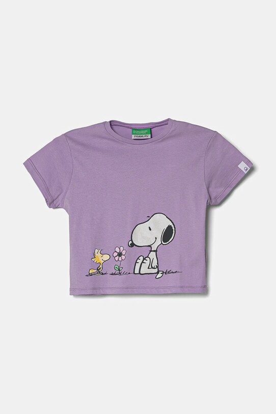 United Colors of Benetton tricou de bumbac pentru copii print violet 3X1SG10I9.P.Seasonal