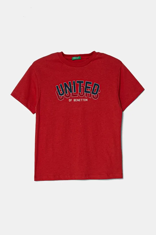 United Colors of Benetton t-shirt bawełniany dziecięcy nadruk czerwony 3I1XC10N3.G.Seasonal