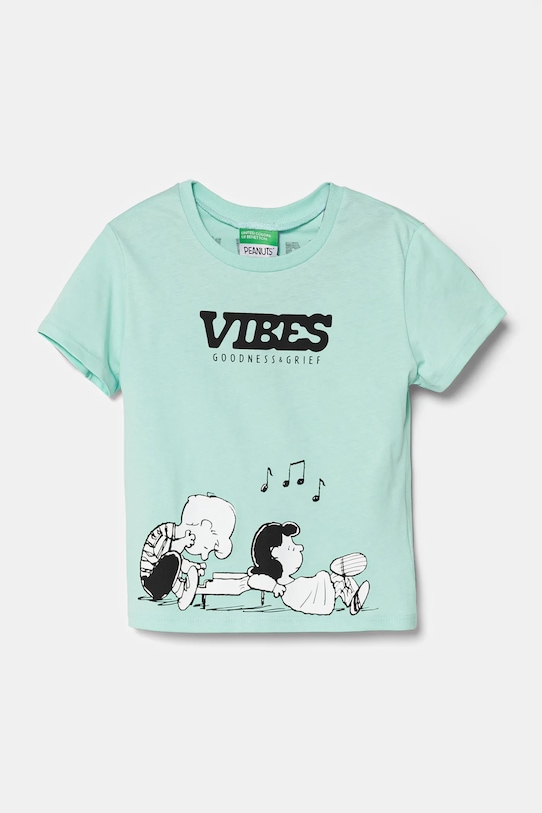 Detské bavlnené tričko United Colors of Benetton bavlna tyrkysová 3X1SC10NG.G.Seasonal
