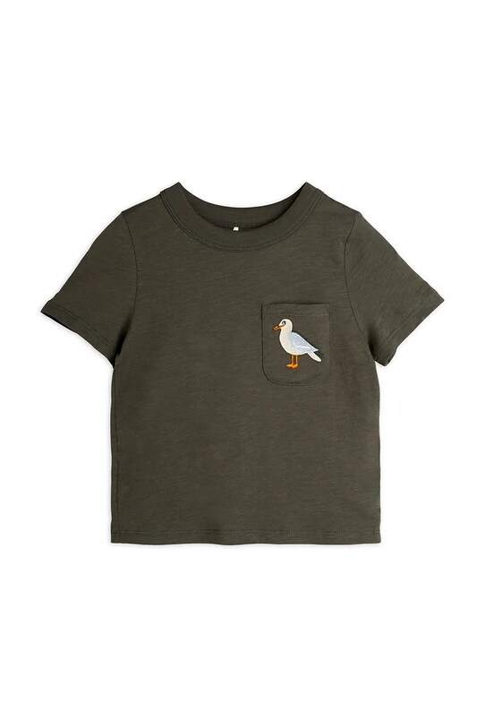Mini Rodini t-shirt bawełniany dziecięcy Seagull 2522013699 czarny SS25