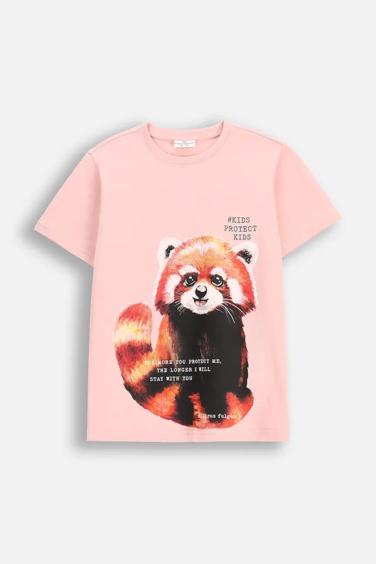 Dječja pamučna majica kratkih rukava Coccodrillo print bež WC5143205VUA