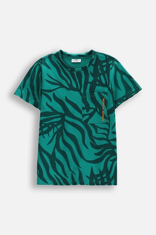 Coccodrillo t-shirt bawełniany dziecięcy wzorzyste zielony WC5143202TBJ
