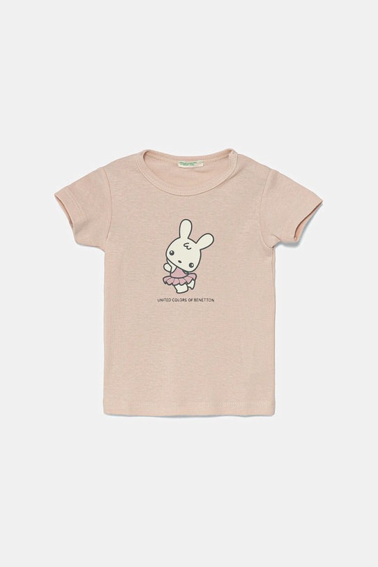 United Colors of Benetton tricou din bumbac pentru bebelusi print bej 3I9WA1062.W.Seasonal