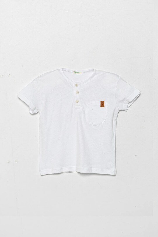 Tričko pre bábätko United Colors of Benetton s prímesou ľanu biela 3F4JA105S.W.Seasonal