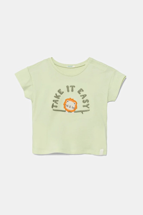 United Colors of Benetton tricou din bumbac pentru bebelusi imprimeu verde 3096A106D.W.Seasonal