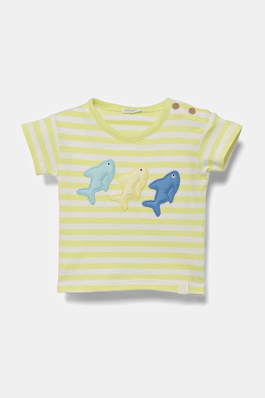 Otroška bombažna majica United Colors of Benetton Našitek rumena 34LPA106B.W.Seasonal