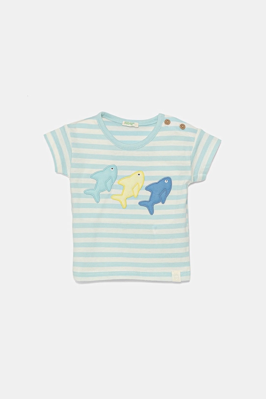 United Colors of Benetton t-shirt bawełniany niemowlęcy wzorzyste niebieski 34LPA106B.W.Seasonal