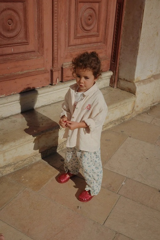 Konges Sløjd t-shirt z domieszką lnu dziecięcy RHW X KS BELLA TEE OCS KS103594