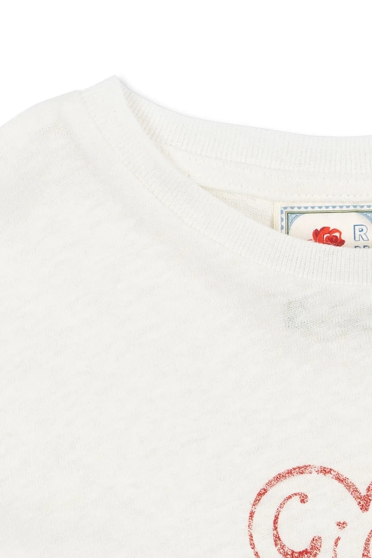 Konges Sløjd t-shirt z domieszką lnu dziecięcy RHW X KS BELLA TEE OCS biały KS103594