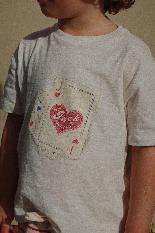 Konges Sløjd t-shirt z domieszką lnu dziecięcy RHW X KS JACK TEE OCS nadruk biały KS103604