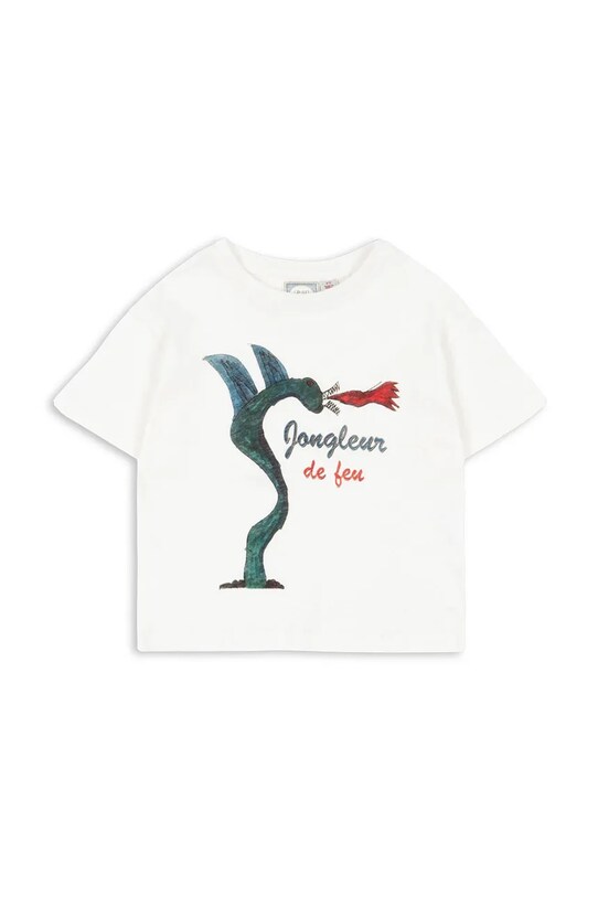 Konges Sløjd t-shirt z domieszką lnu dziecięcy RHW X KS JONGLEUR TEE OCS nadruk biały KS103606