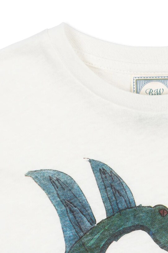 Chłopiec Konges Sløjd t-shirt z domieszką lnu dziecięcy RHW X KS JONGLEUR TEE OCS KS103606 biały