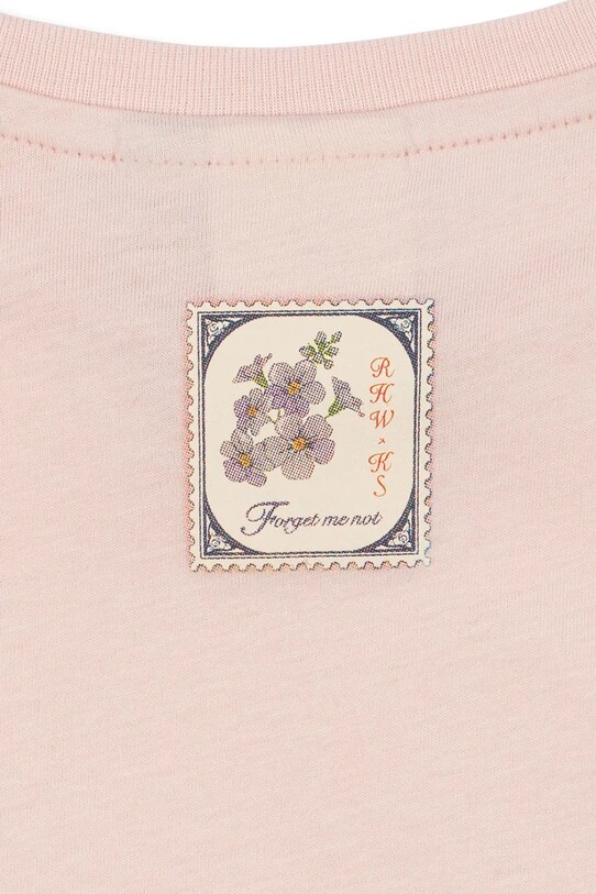 Chłopiec Konges Sløjd t-shirt bawełniany dziecięcy RHW X KS LETTRE TEE OCS KS103612 różowy