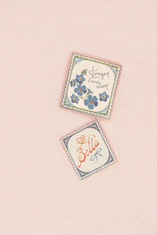 Konges Sløjd t-shirt bawełniany dziecięcy RHW X KS LETTRE TEE OCS różowy KS103612