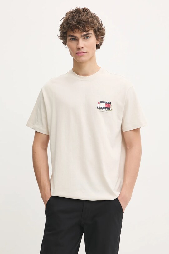 Одяг Бавовняна футболка Tommy Jeans DM0DM20351 бежевий