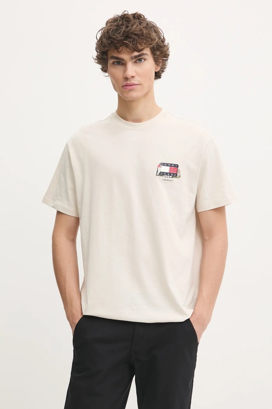 Îmbrăcăminte Tommy Jeans tricou din bumbac DM0DM20351 bej