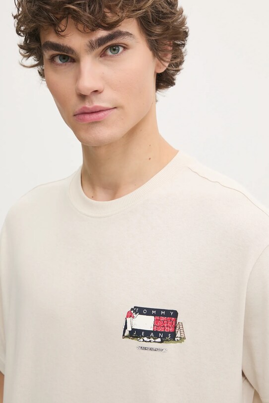 Бавовняна футболка Tommy Jeans бежевий DM0DM20351