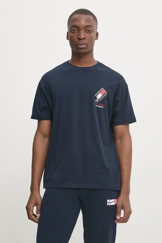 Одежда Хлопковая футболка Tommy Jeans DM0DM20351 тёмно-синий