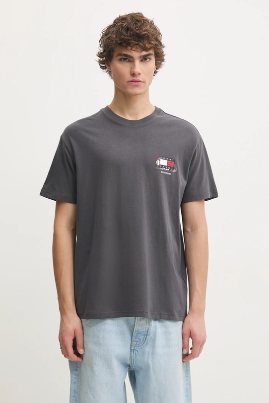 Хлопковая футболка Tommy Jeans хлопок серый DM0DM20351
