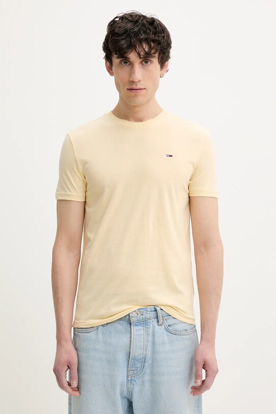 Tommy Jeans tricou uni galben DM0DM20363
