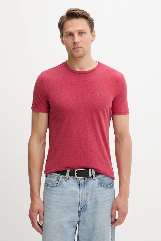 Тениска Tommy Jeans вталена бордо DM0DM20363