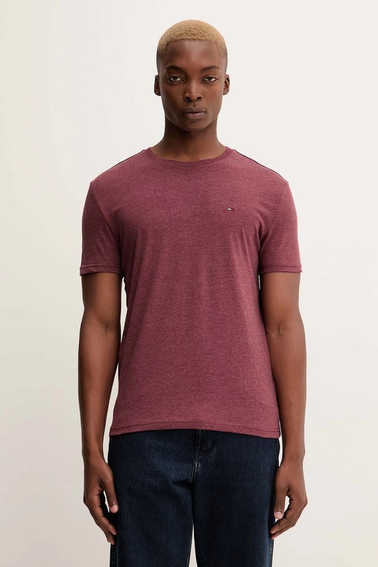 Tommy Jeans tricou uni burgundia DM0DM20363