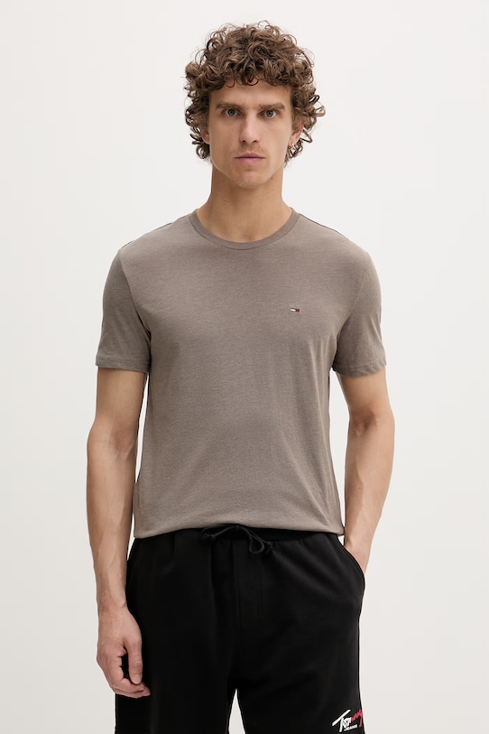 Tommy Jeans tricou bărbați maro DM0DM20363