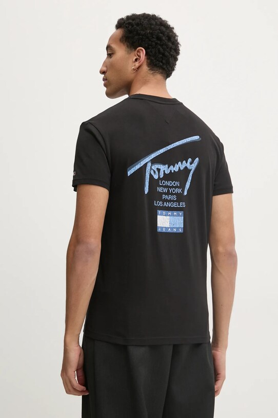 Tommy Jeans tricou din bumbac DM0DM21106 negru SS25