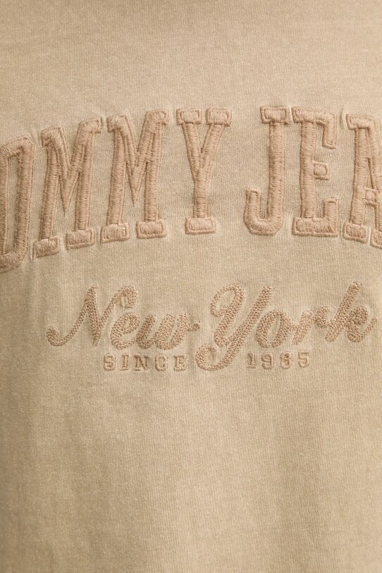 Бавовняна футболка Tommy Jeans DM0DM20356 бежевий