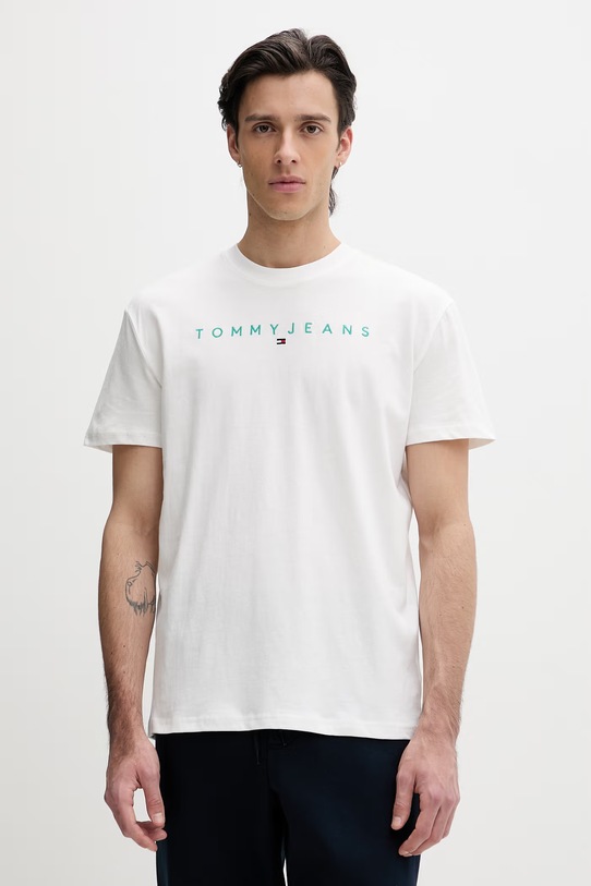 Tommy Jeans t-shirt męski bawełniany biały DM0DM20744