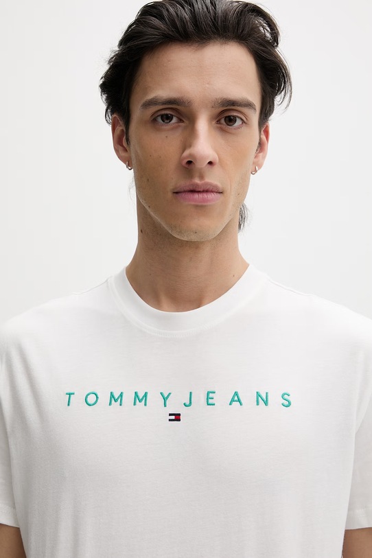 Tommy Jeans t-shirt męski bawełniany biały DM0DM20744