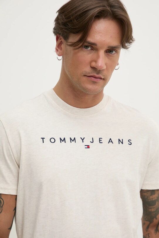 Бавовняна футболка Tommy Jeans бежевий DM0DM20744