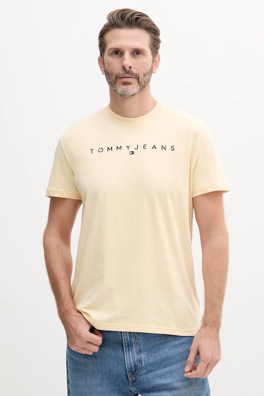 Tommy Jeans t-shirt bawełniany regular żółty DM0DM20744