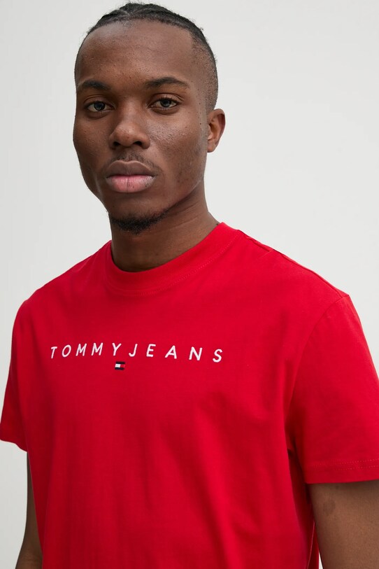 Tommy Jeans t-shirt bawełniany czerwony DM0DM20744