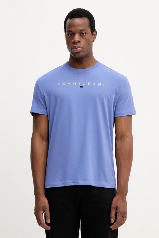 Bavlněné tričko Tommy Jeans nášivka modrá DM0DM20744