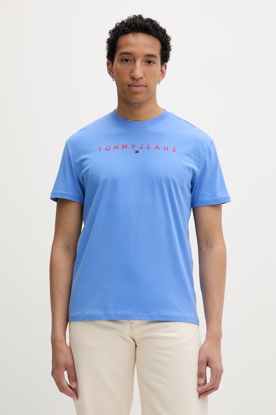 Tommy Jeans tricou bărbătesc din bumbac albastru DM0DM20744