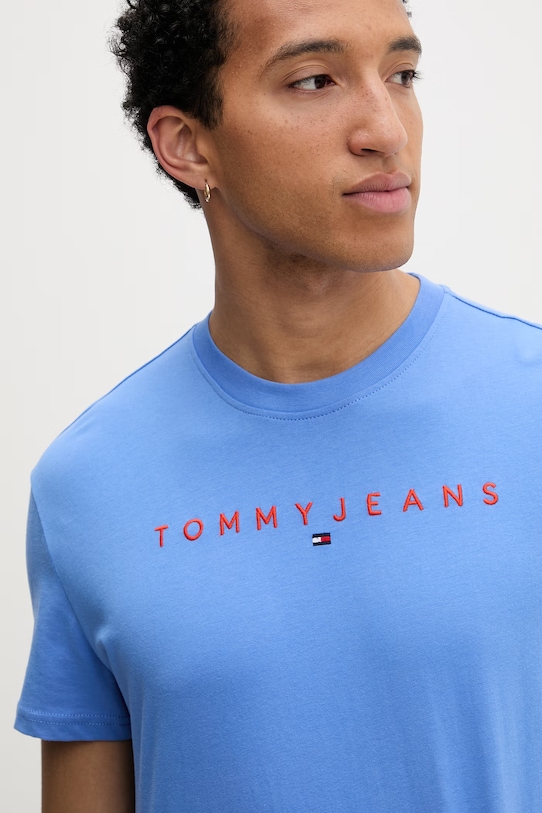 Tommy Jeans tričko pánske bavlnené modrá DM0DM20744