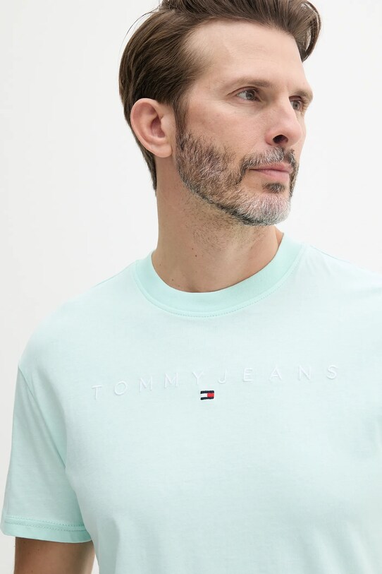 Tommy Jeans tricou din bumbac turcoaz DM0DM20744