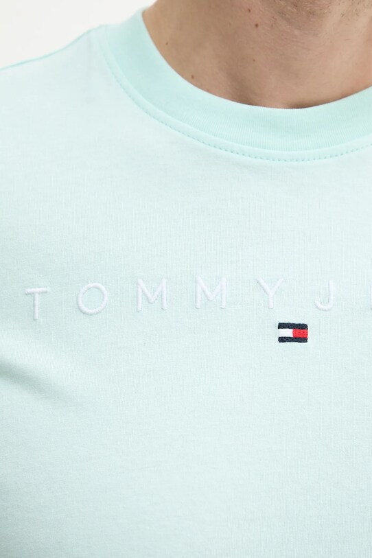 Хлопковая футболка Tommy Jeans DM0DM20744 бирюзовый