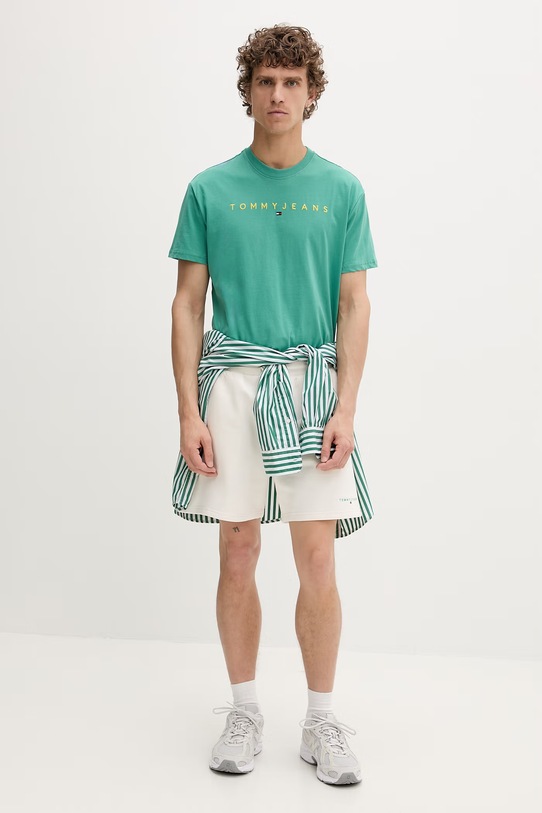 Tommy Jeans t-shirt męski bawełniany DM0DM20744 zielony AA00