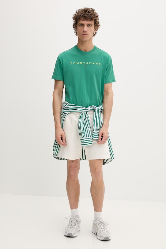 Tommy Jeans t-shirt férfi pamut DM0DM20744 zöld AA00
