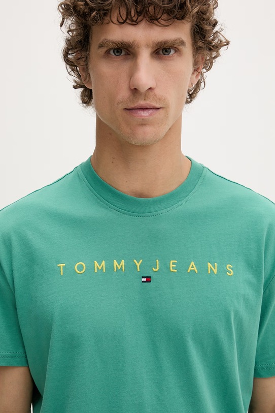 Tommy Jeans t-shirt męski bawełniany zielony DM0DM20744